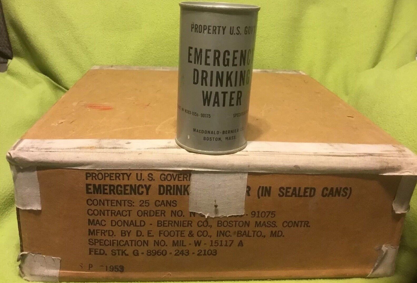 1950\'s ~ U.S. Military ~ Drinking Water ~ Case of 25 ~ 2 Openers ~ Original Box