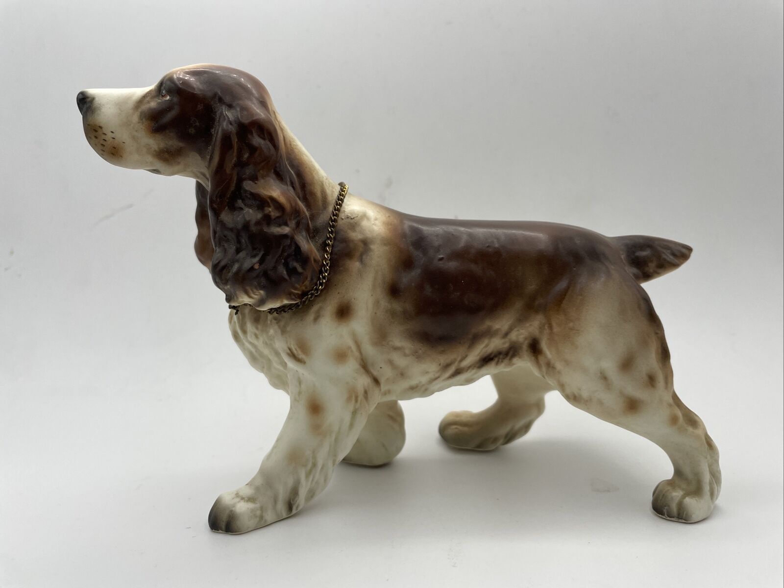Vintage 6”English Cocker Spaniel Figurine  W GOLD Spaniel COLLAR Japan Dog