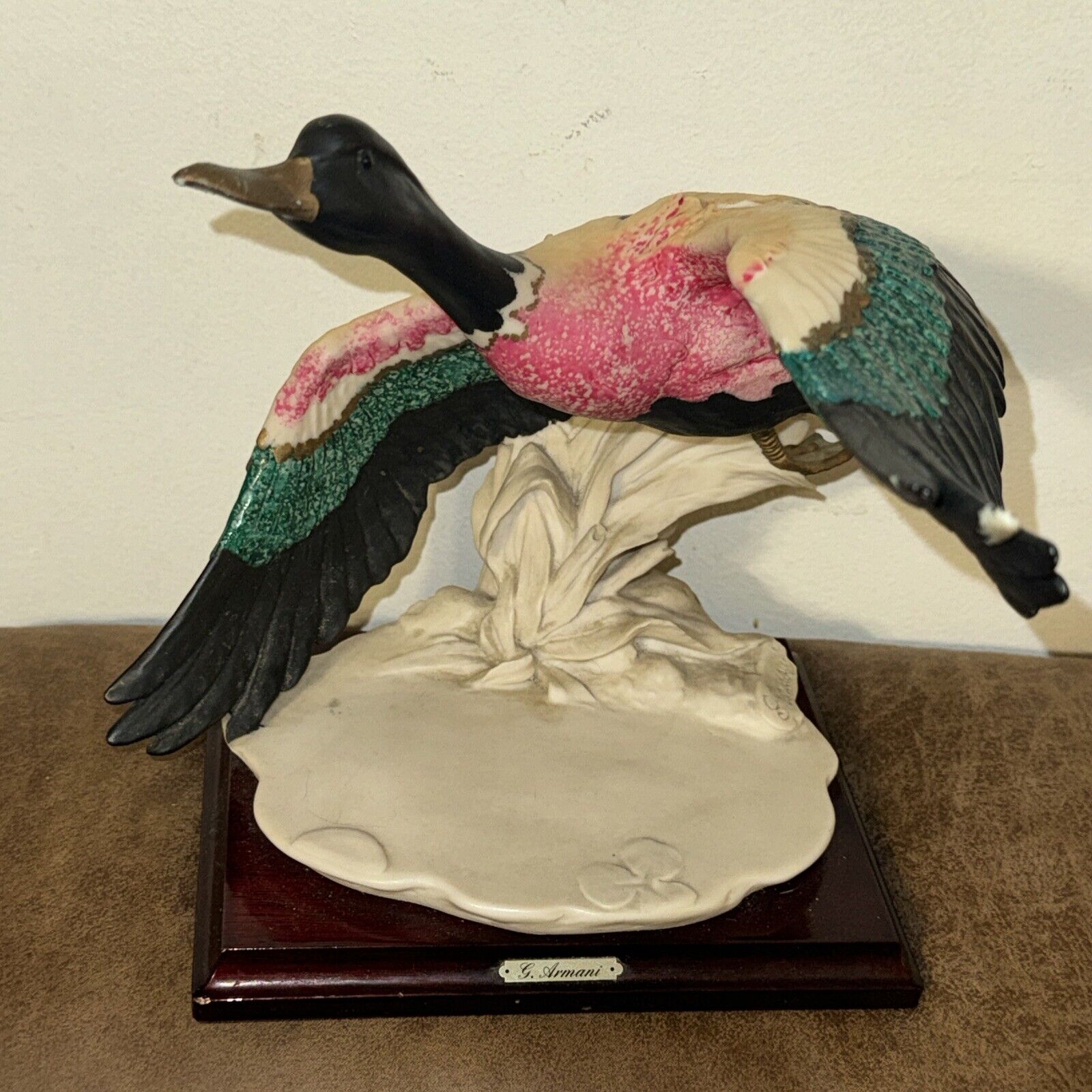 Giuseppe Armani Mallard Duck Wings Down Vintage Rare Figurine Italy Statue DMG