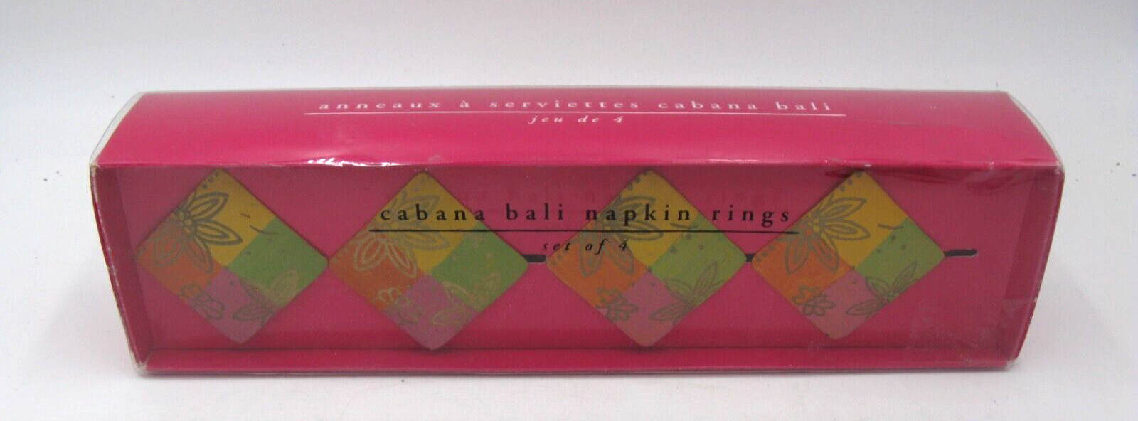 PIER 1 Napkin Rings Set Of 4 Cabana Bali Discontinued Square NEW IN BOX