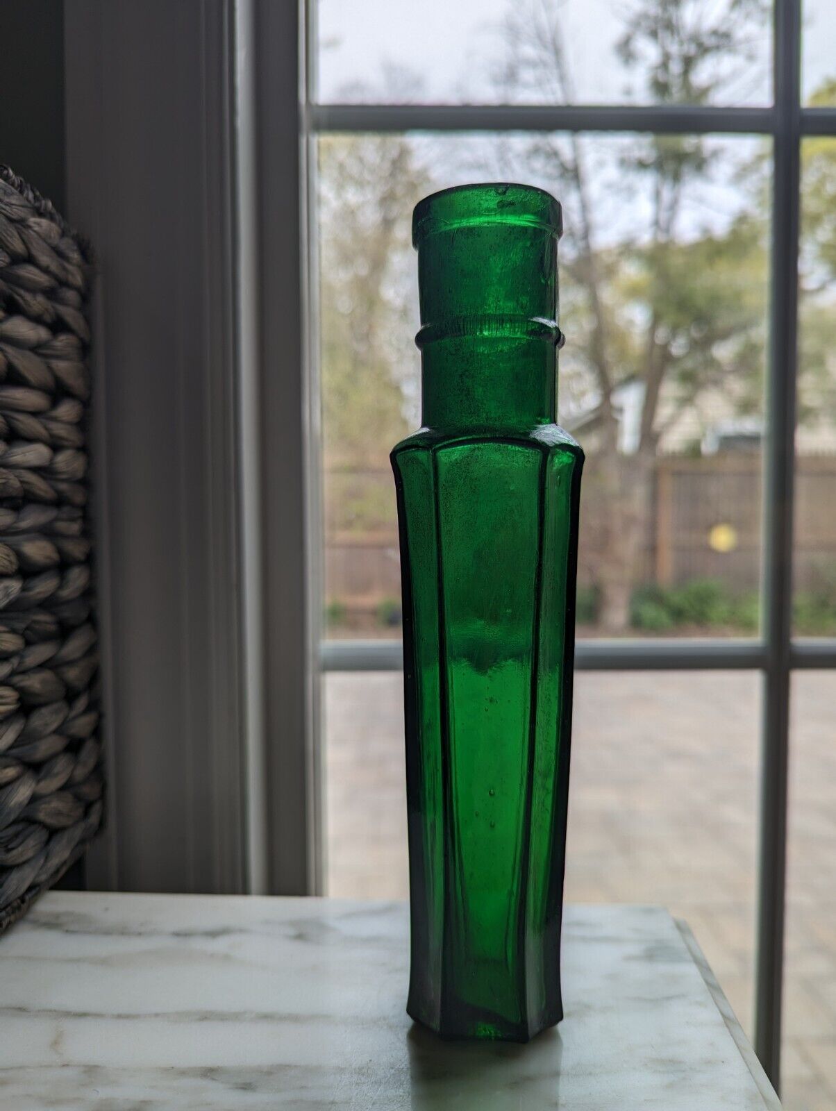 Antique Emerald Green Capers Bottle 8\