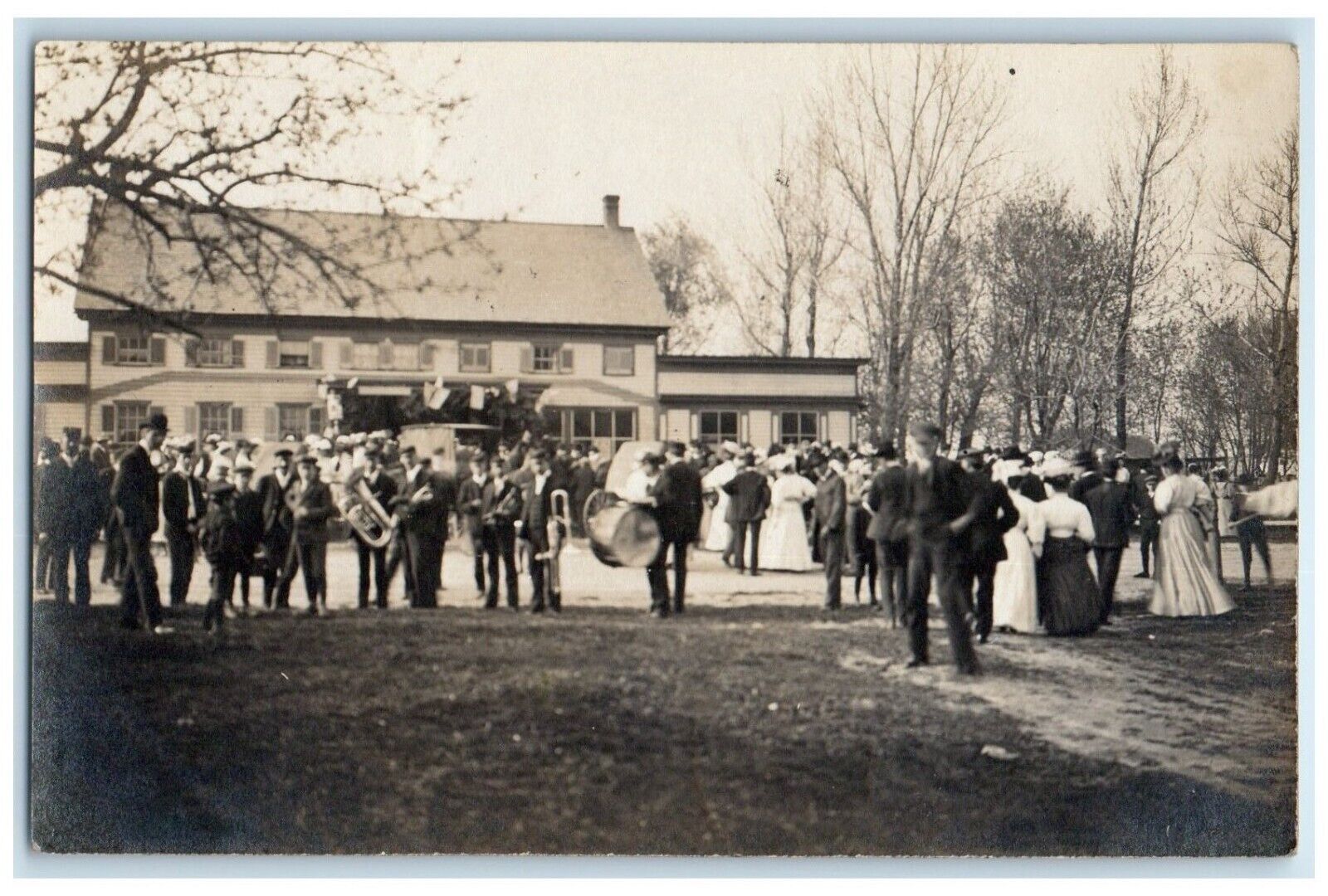 1908 Parade Band New Holstein Wisconsin WI RPPC Photo Posted Antique Postcard