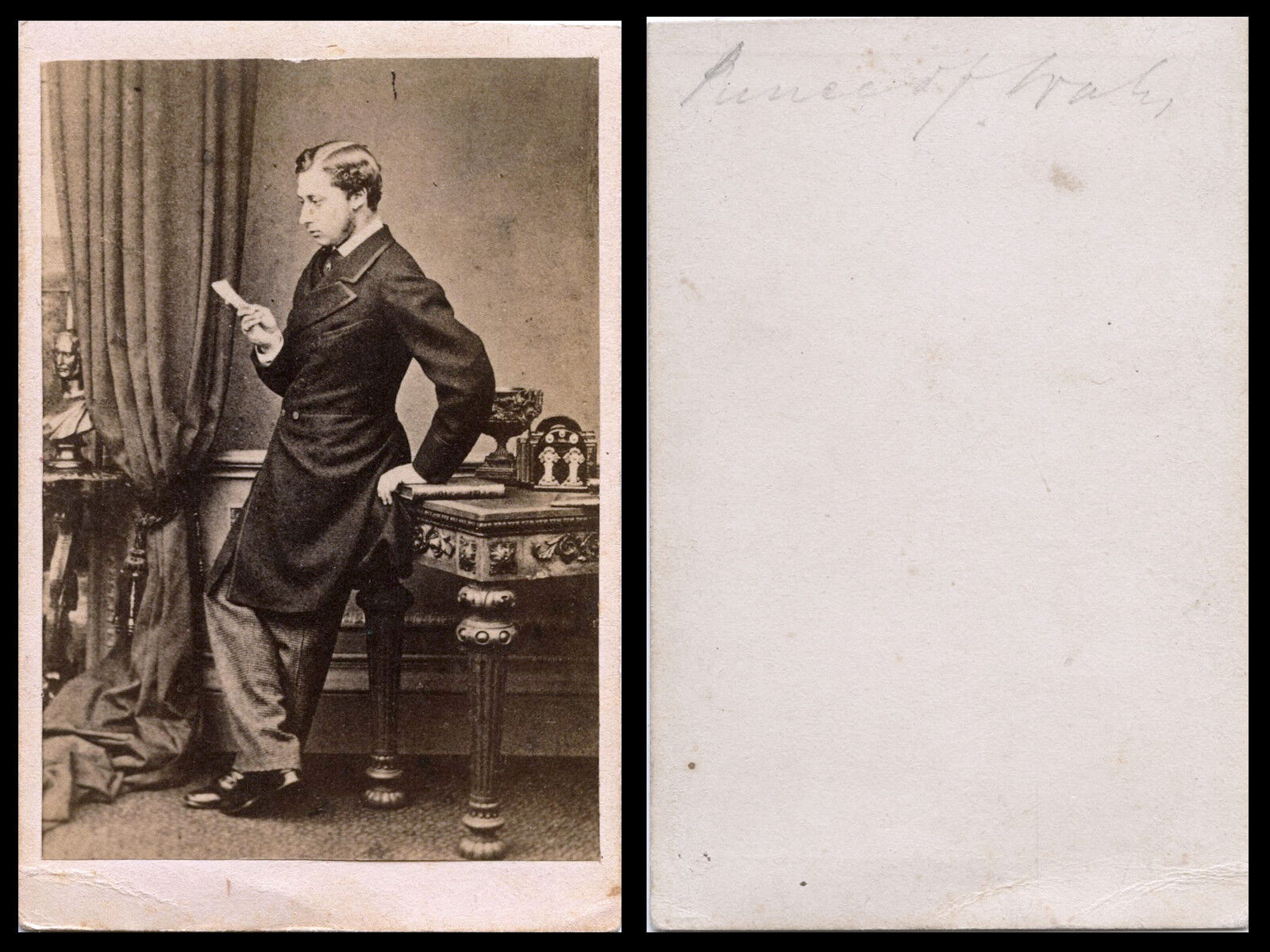 ca 1860s CDV PHOTO PORTRAIT OF HRH EDWARD PRINCE OF WALES NO PUBLISHER BACK MARK