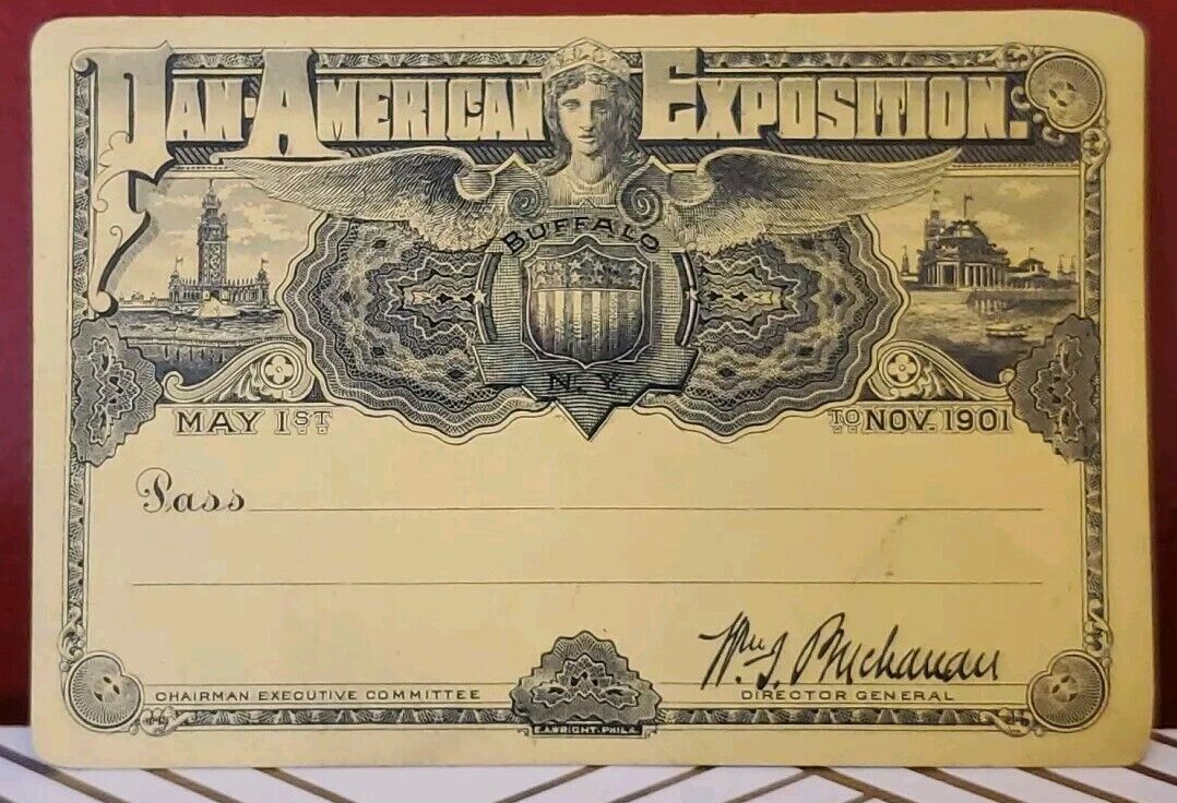 1901 Pan-American Exposition Admission Pass Ticket Buffalo New York RARE