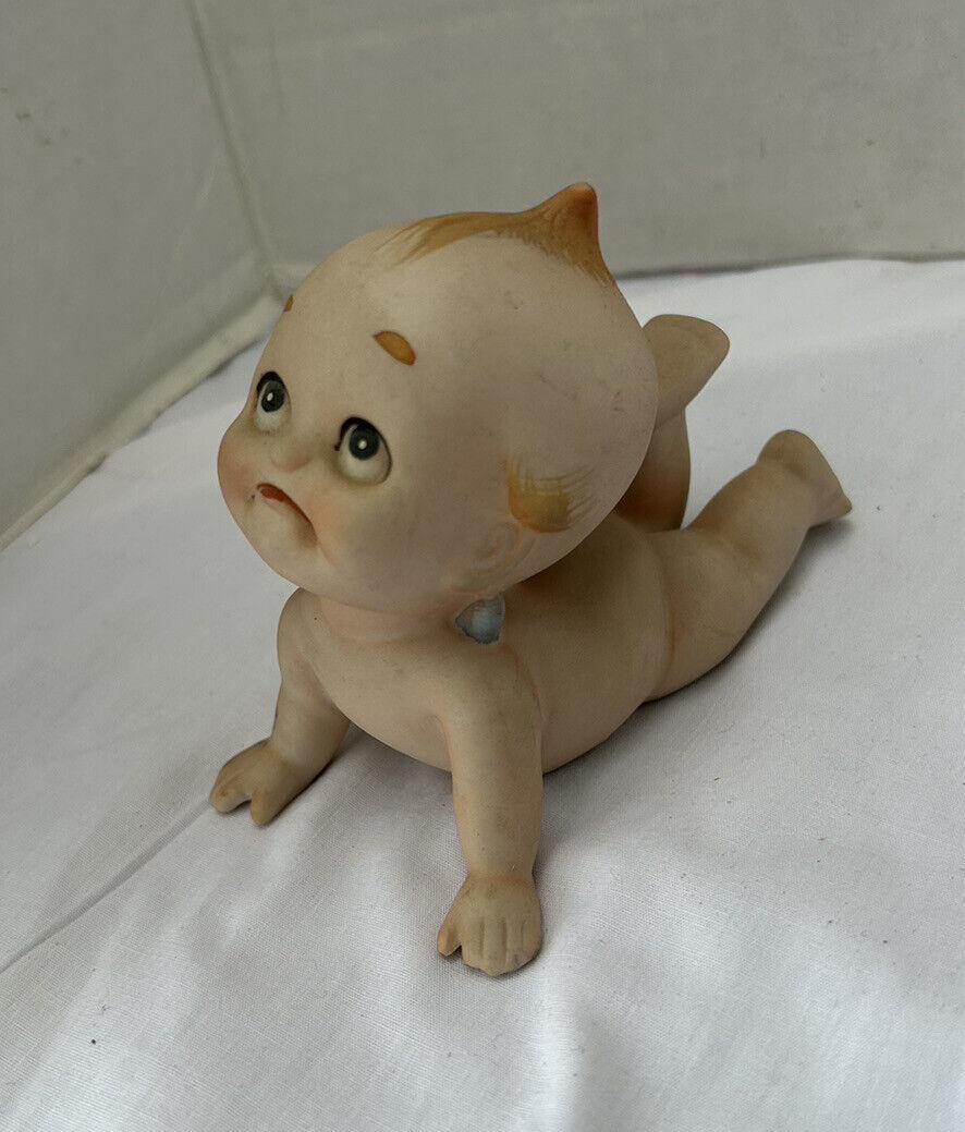 Vintage Lefton Bisque Kewpie Doll Baby Sad Face Big Eyes Figurine 4.5\