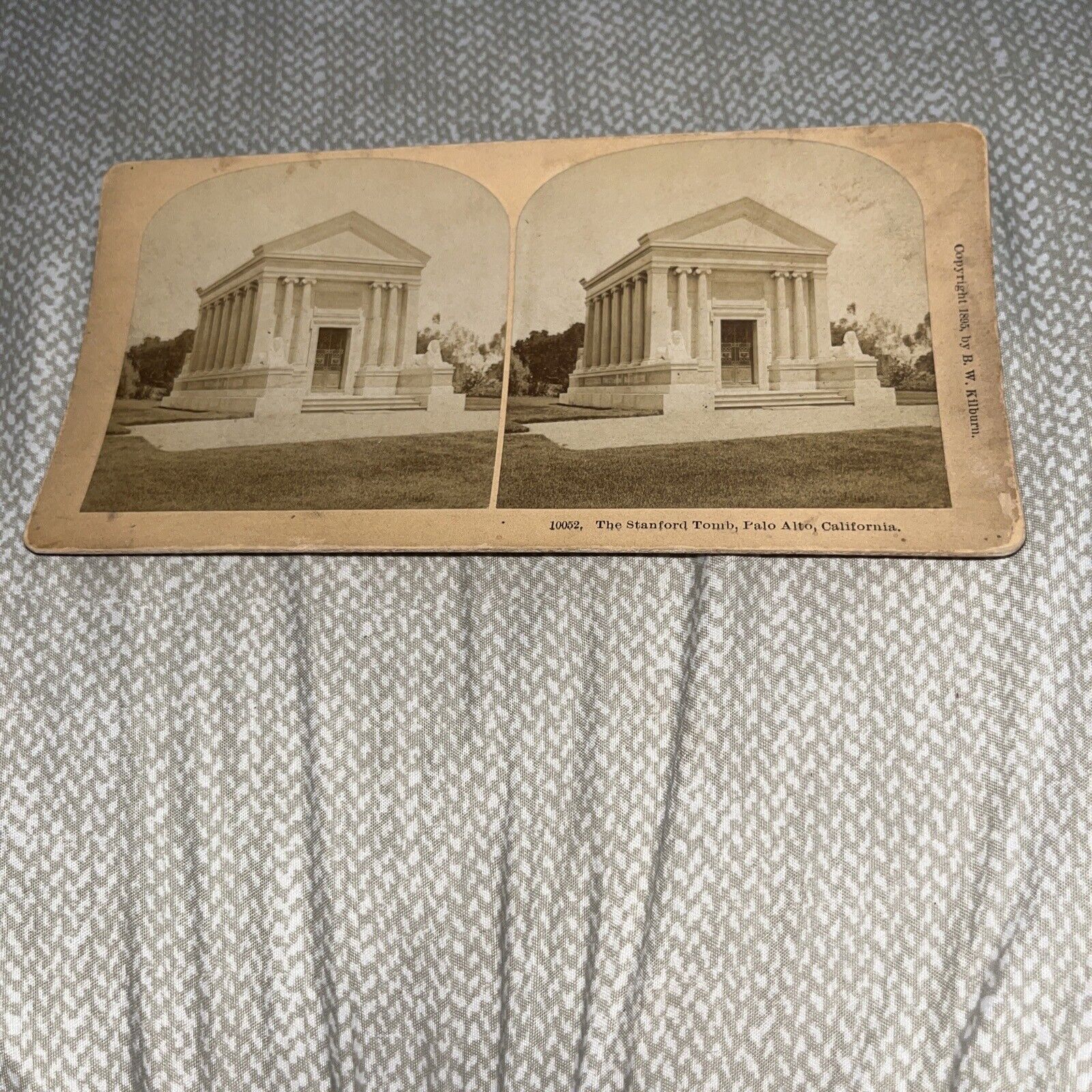 1895 B W Kilburn Stereoview Photo: Stanford Tomb Mausoleum Palo Alto California