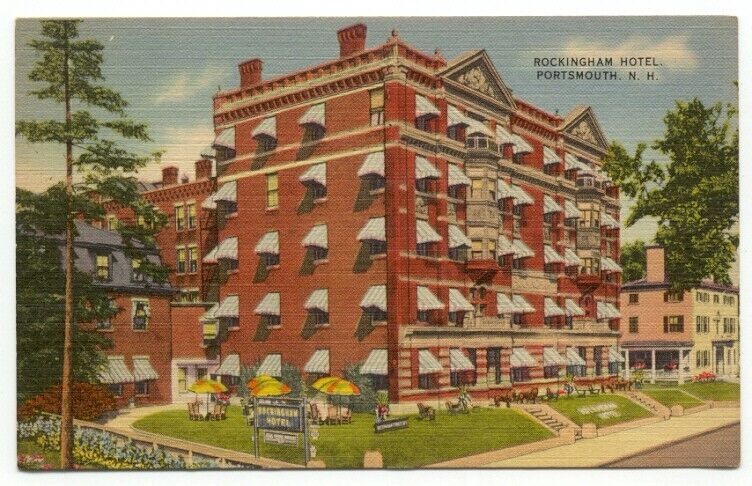 Portsmouth NH Rockingham Hotel Linen Postcard ~ New Hampshire