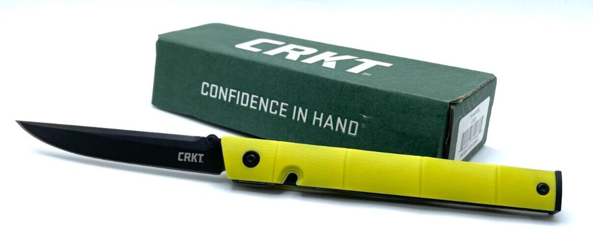CRKT CEO 7096YGK Yellow Thumbstud Pocket Knife
