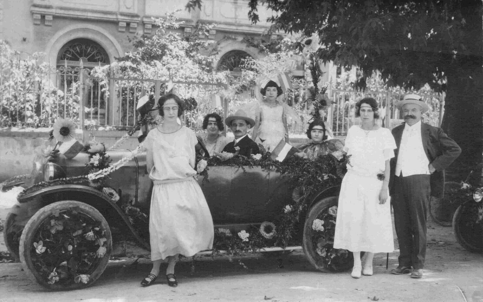 RPPC Fashion People Car Decorated for Parade Celebration 1920s Photo Postcard
