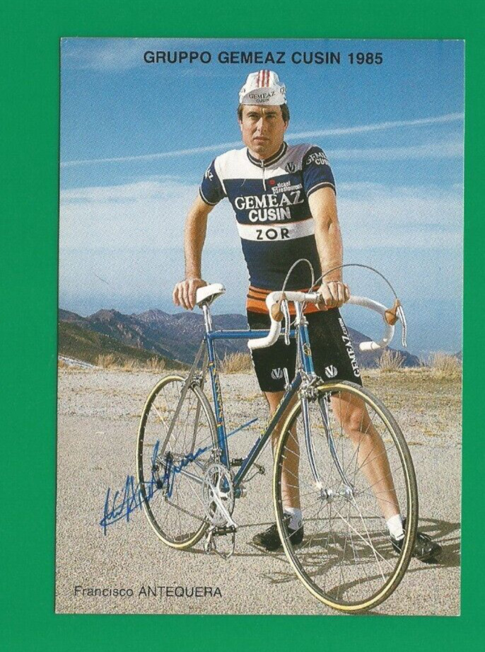 CYCLING cycling card FRANCISCO ANEQUERA team ZOR GEMEAZ COUSIN 1985 Signed