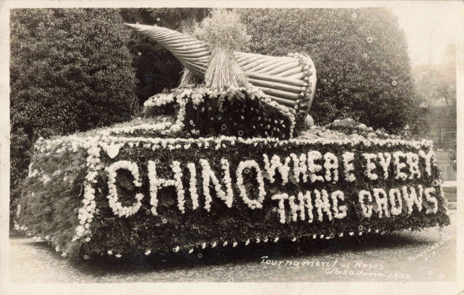 Chino Float Tournament of Roses Parade Pasadena California 1922 Real Photo RPPC