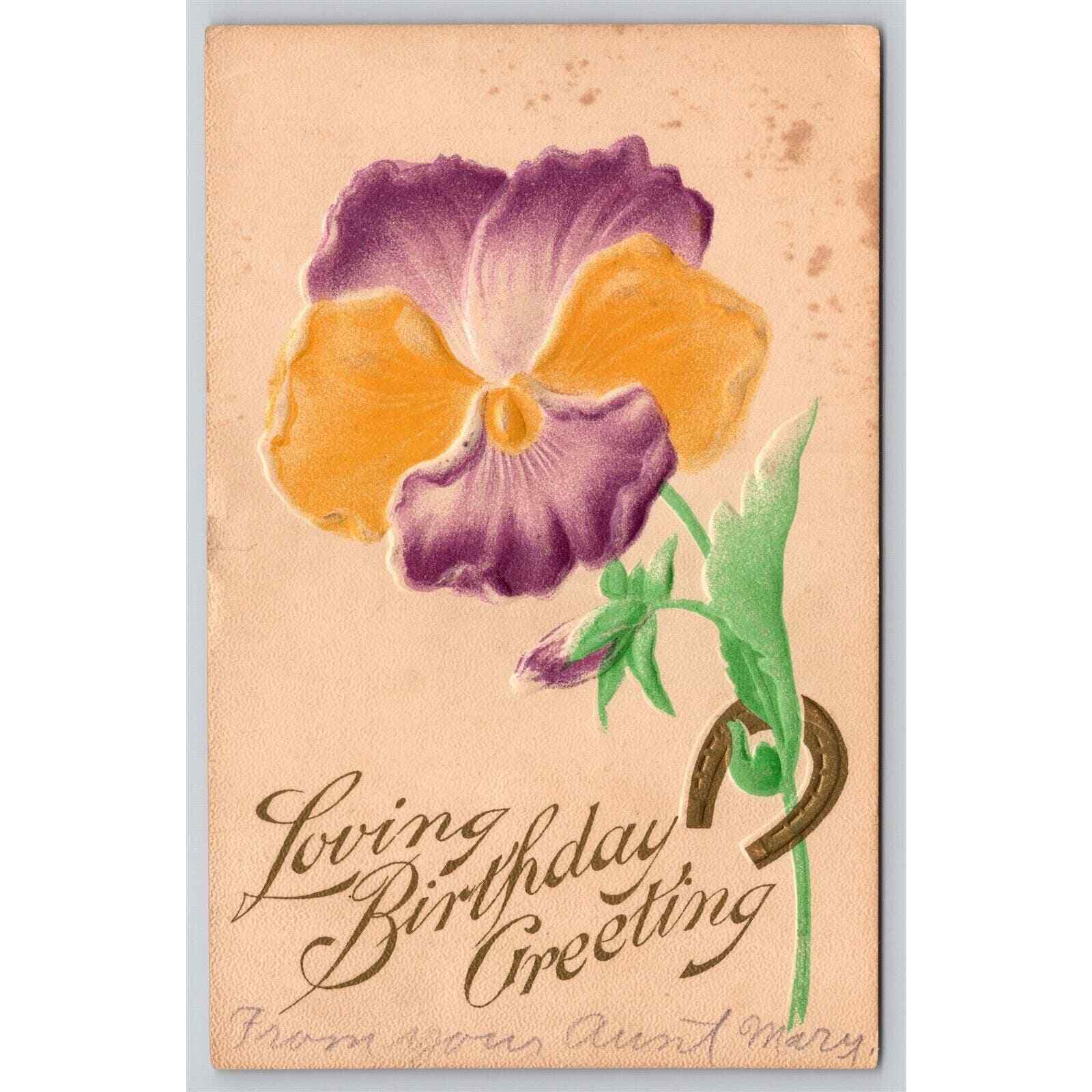 Postcard Loving Birthday Greeting Embossed