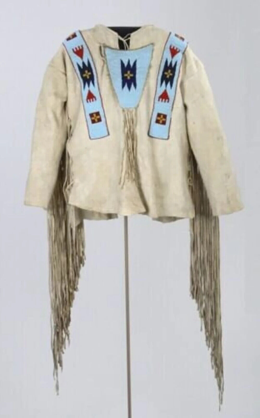 Old Style American Buckskin Buffalo Beaded Fringes Powwow Regalia War Shirt NW28