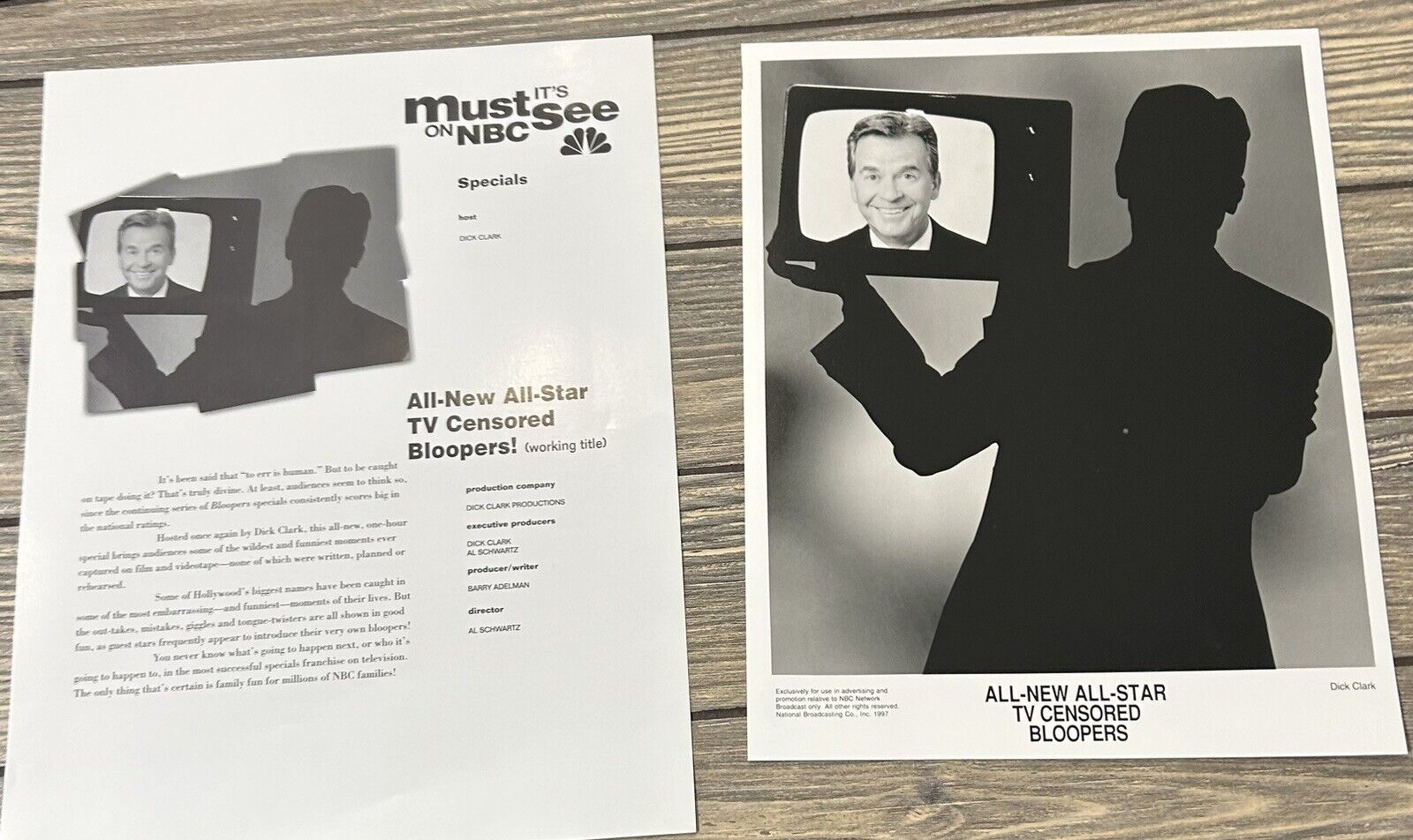 Vintage 1997 NBC All New All Star TV Censored Bloopers Photo and Fact Sheet
