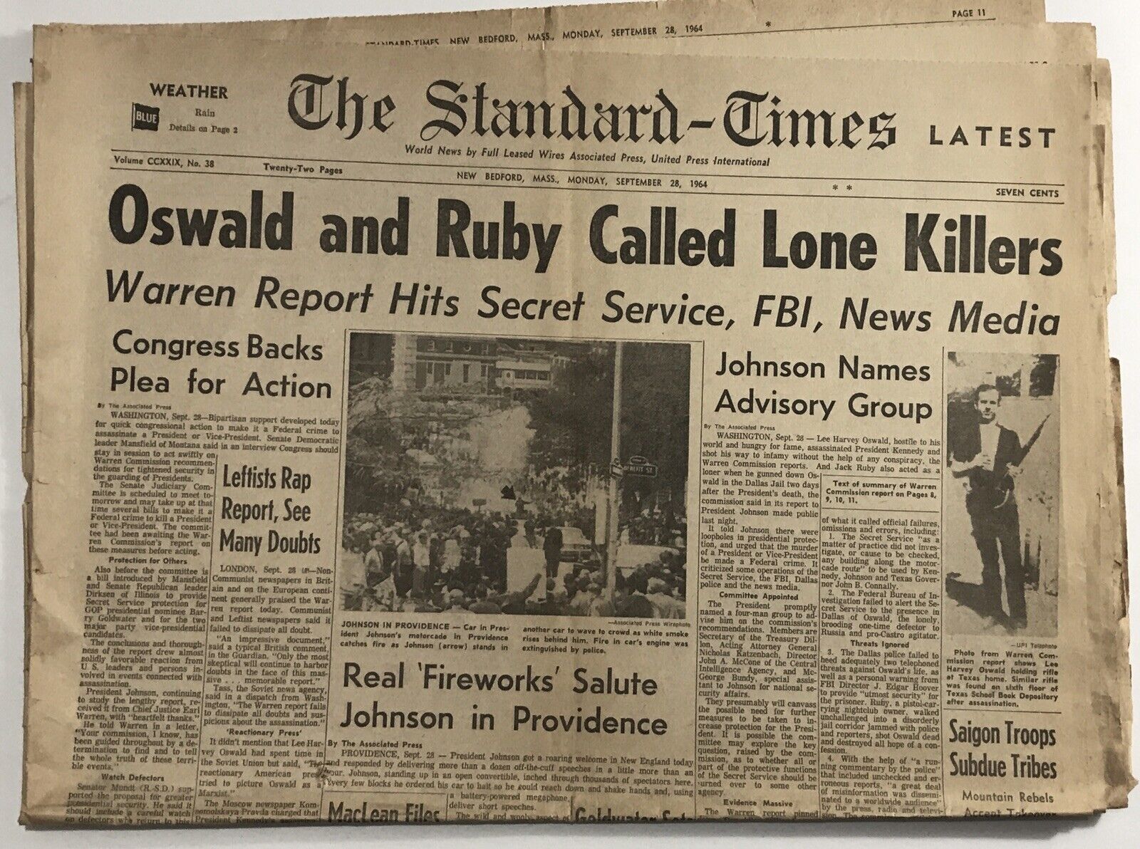 JFK Assassination - The Standard Times - Sept 28, 1964 Oswald, Ruby & Johnson