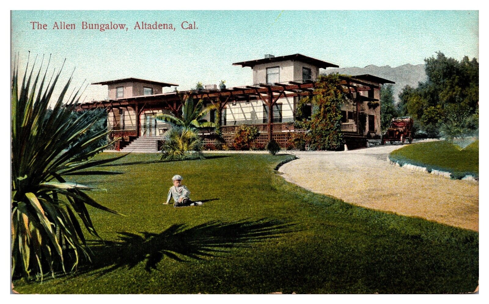 Antique The Allen Bungalow, Altadena, CA Postcard