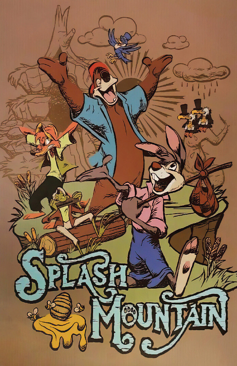 Splash Mountain Brer Rabbit Bear Fox Vultures Disney World Disneyland Poster