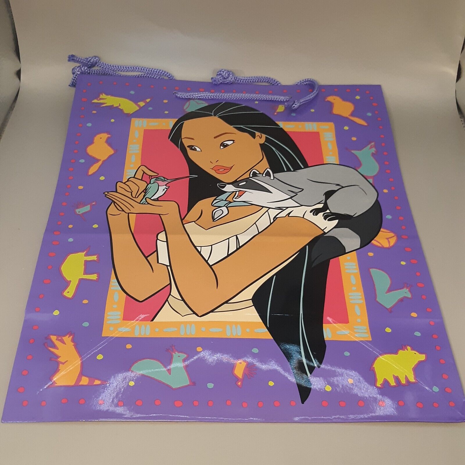 Vintage Disney Pocahontas Gift Bag Medium Meeko Ambassador Hallmark - Fast Ship
