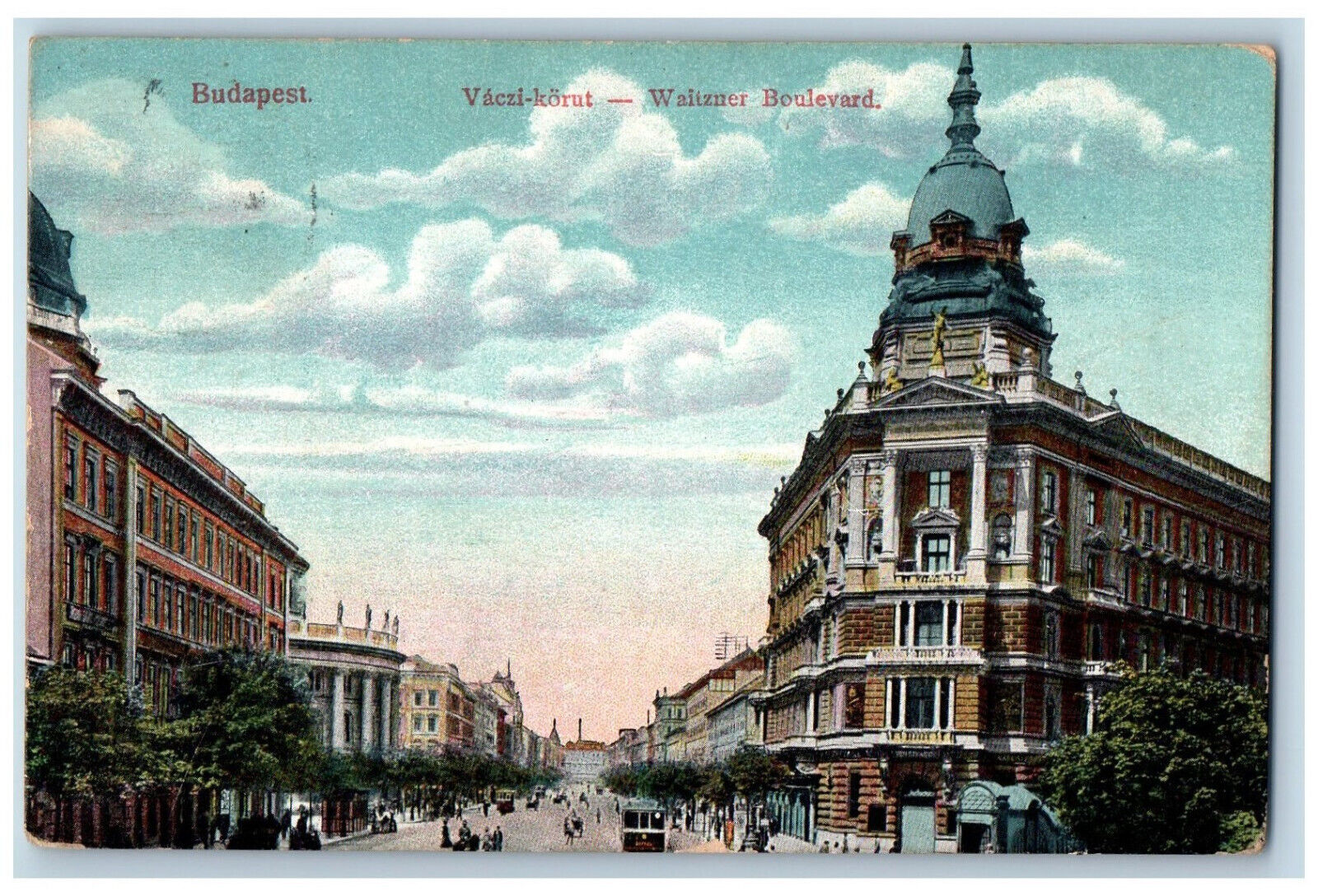 Budapest Hungary Postard Vaczi-Korut Waitzner Boulevard c1910 Antique