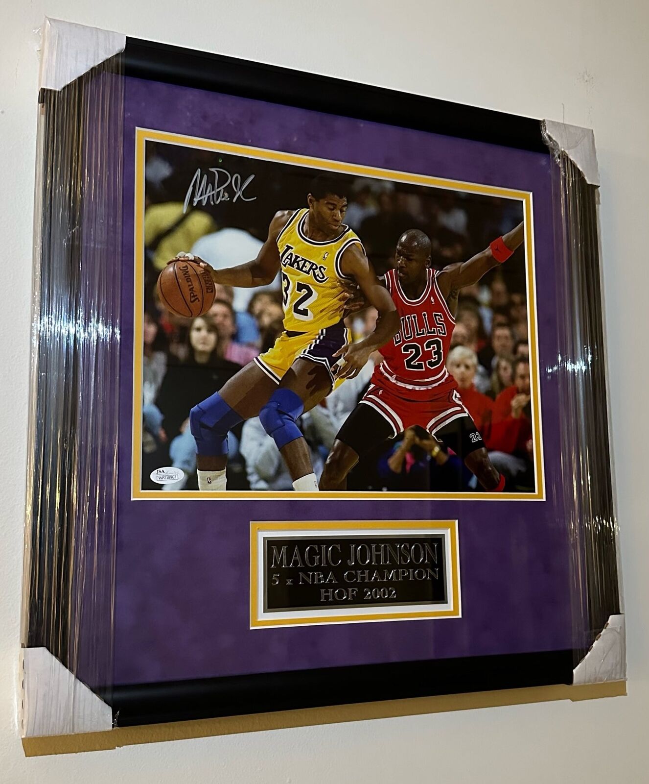Magic Johnson Autographed Framed Photo Authenticated by PSA