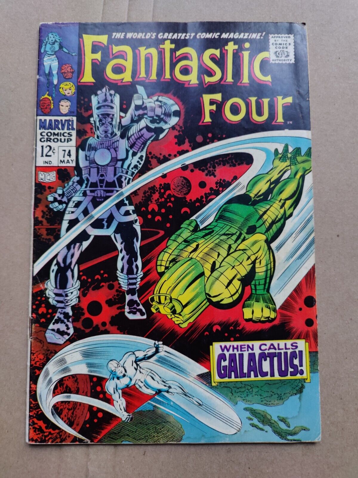 Fantastic Four 74 Galactus Silver Surfer Jack Kirby Low Grade GD+ Water Damage 