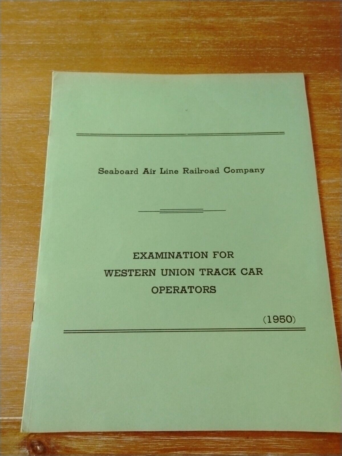 VTG RR~Seaboard Air Line Railroad Exam Western Union Track Car Operators 1950