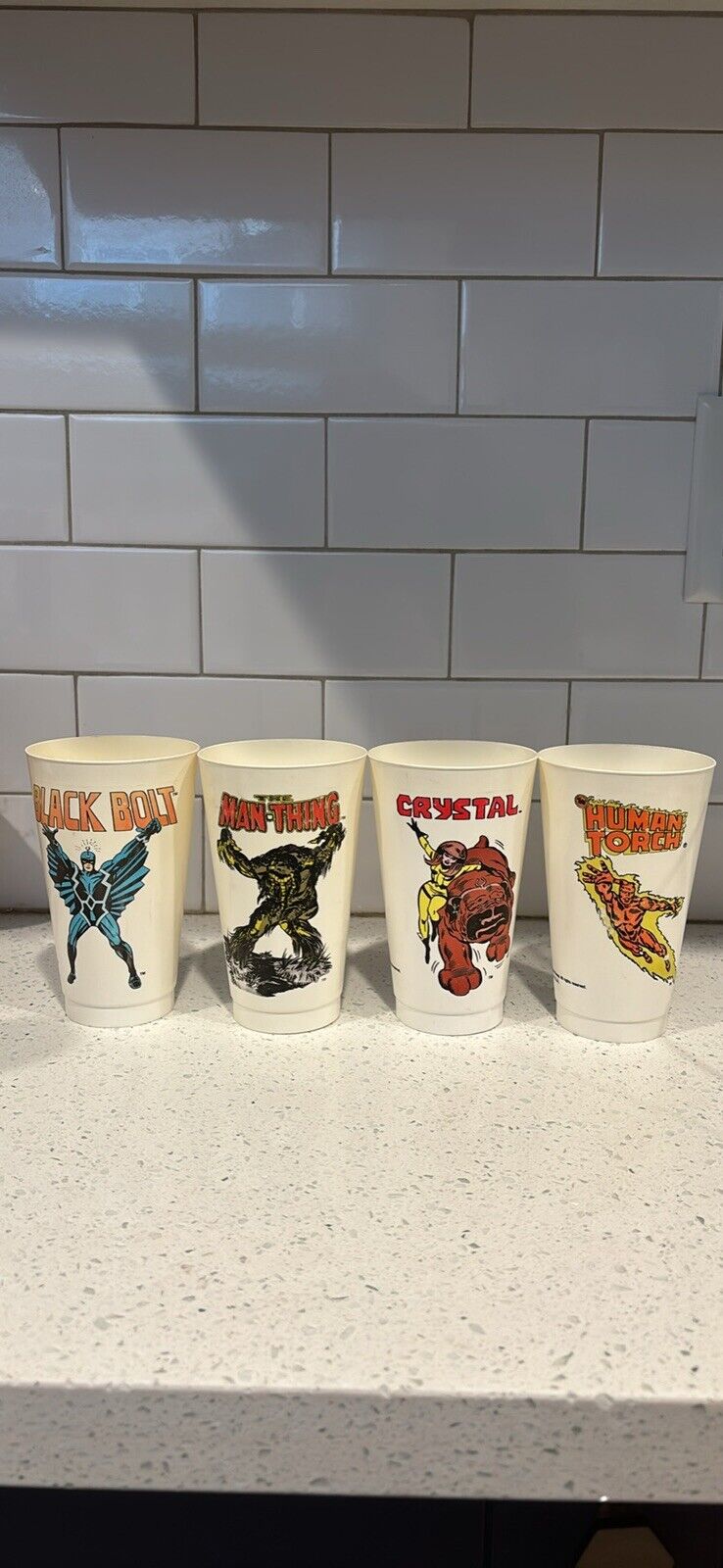 4 Vintage 1975 7-11 Marvel Plastic Slurpee Cups