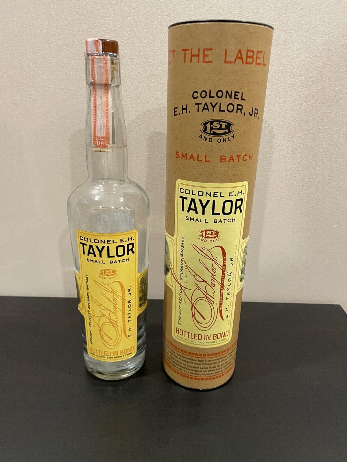 Colonel EH Taylor Small Batch Bourbon Whiskey Empty 750ml Bottle  Cork and Tube