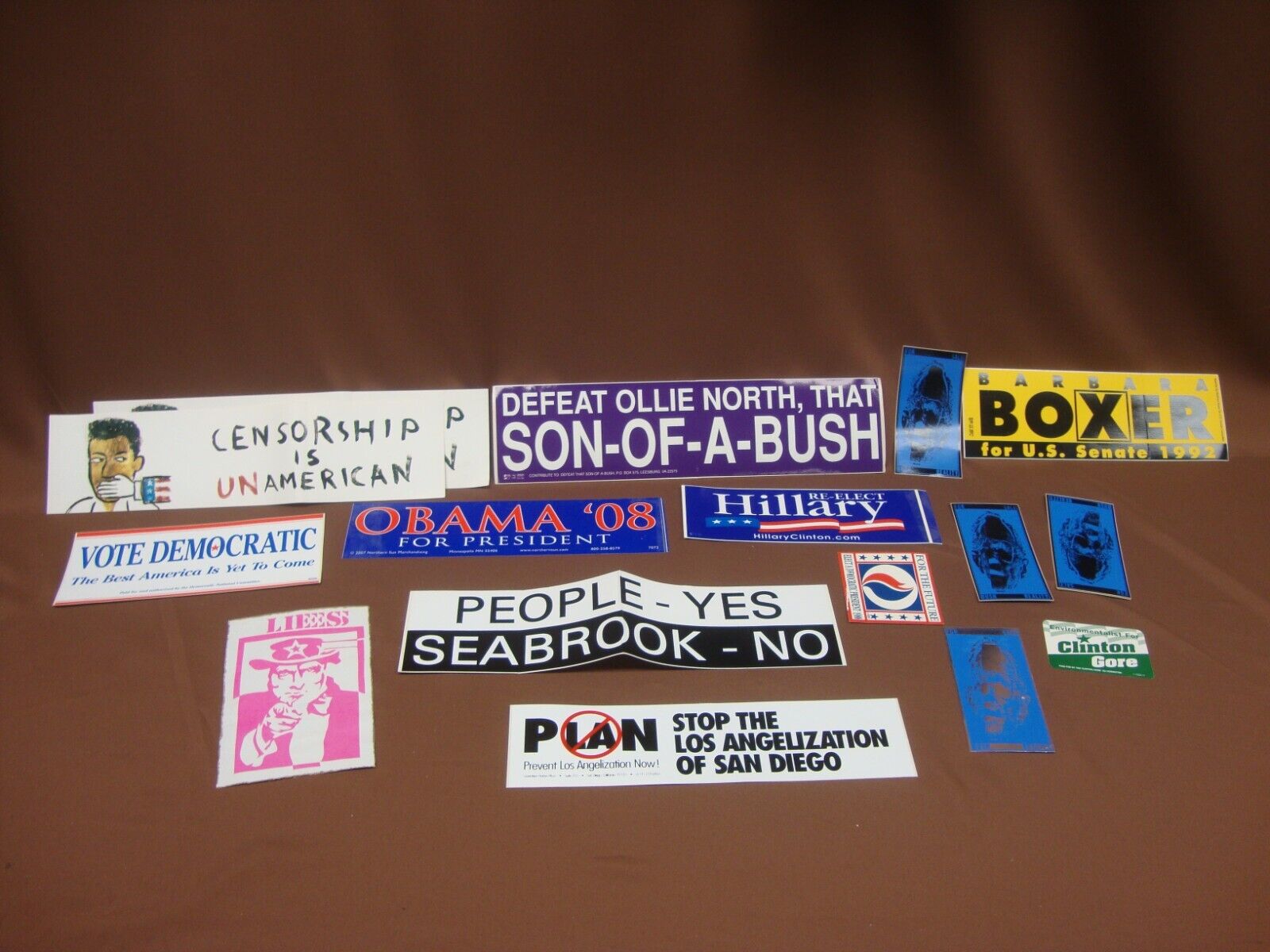 Lot of vintage Liberal , Progressive & Democratic Political Stickers