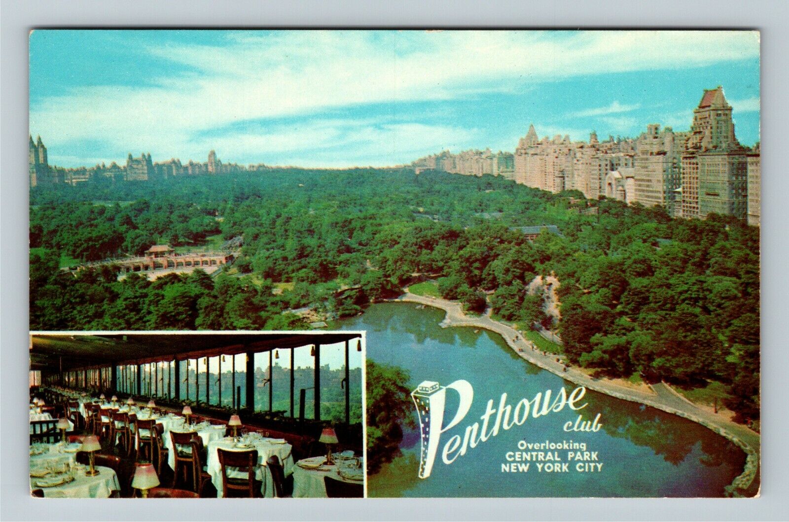 New York City NY, Penthouse Club, Aerial View, Vintage Postcard