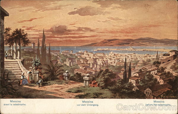 Italy Messina before the catastrophe Postcard Vintage Post Card