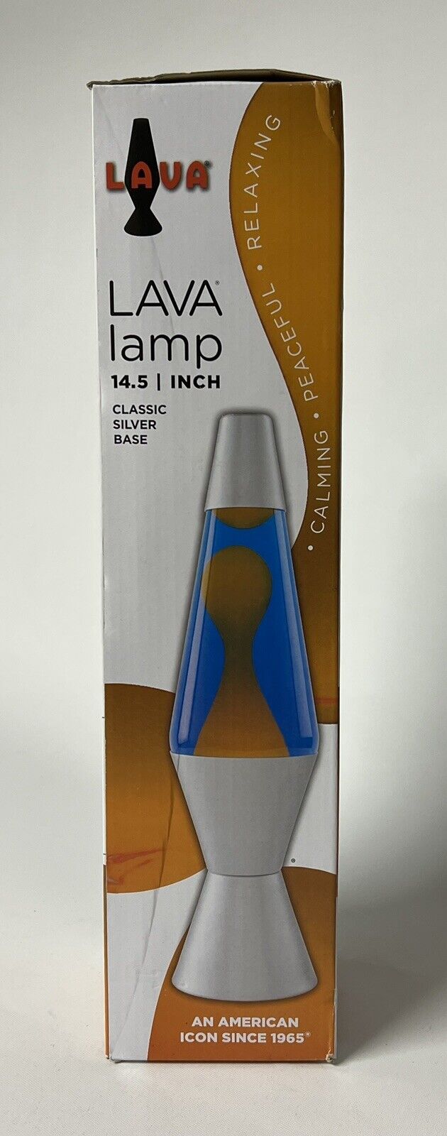 Official Lava Lamp 14.5 inch with Orange Wax & Blue Liquid NEW NIB