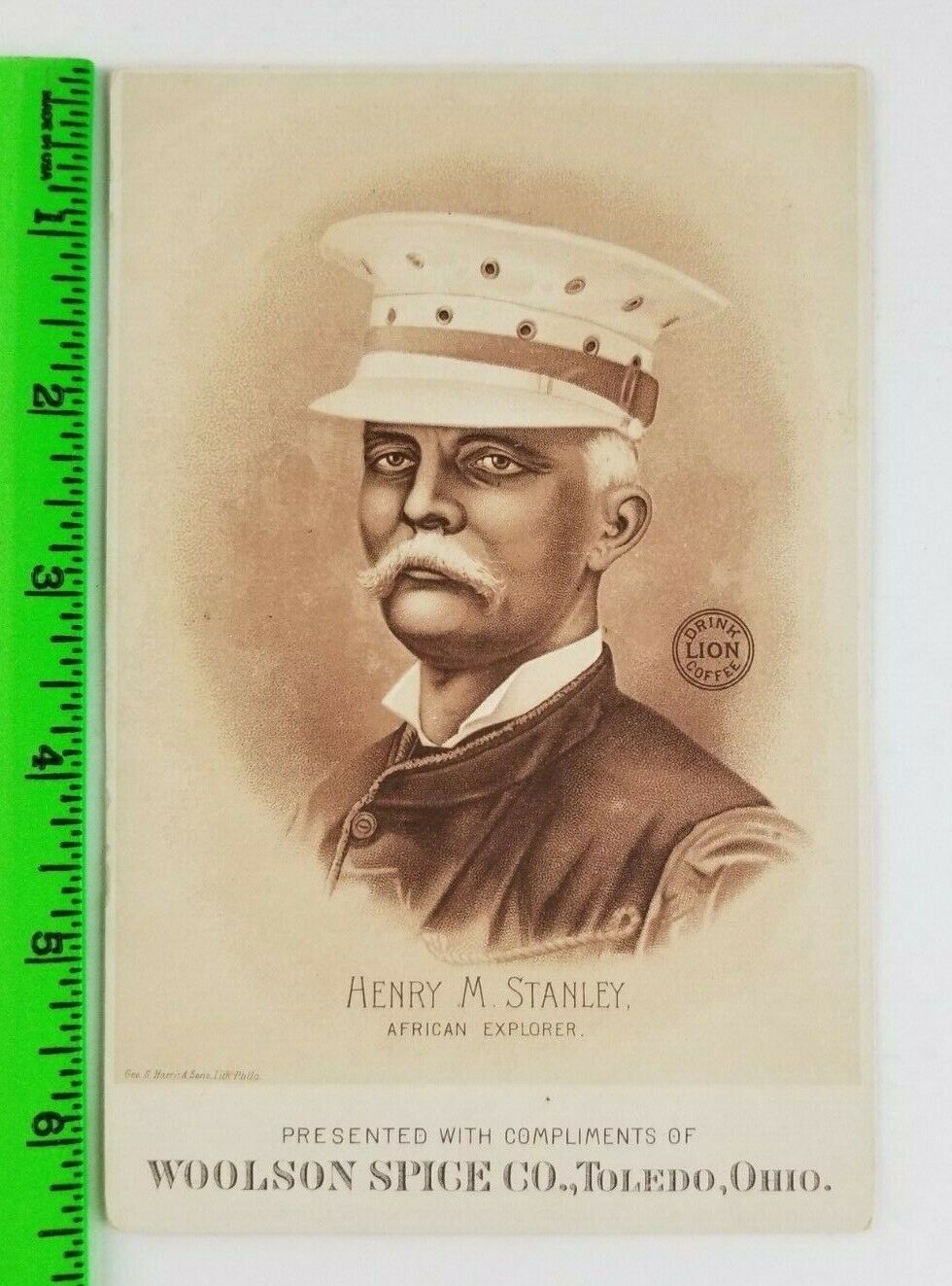 Vintage 1880\'s African Explorer Henry Stanley Spice Co. Toledo Ohio Trade Card
