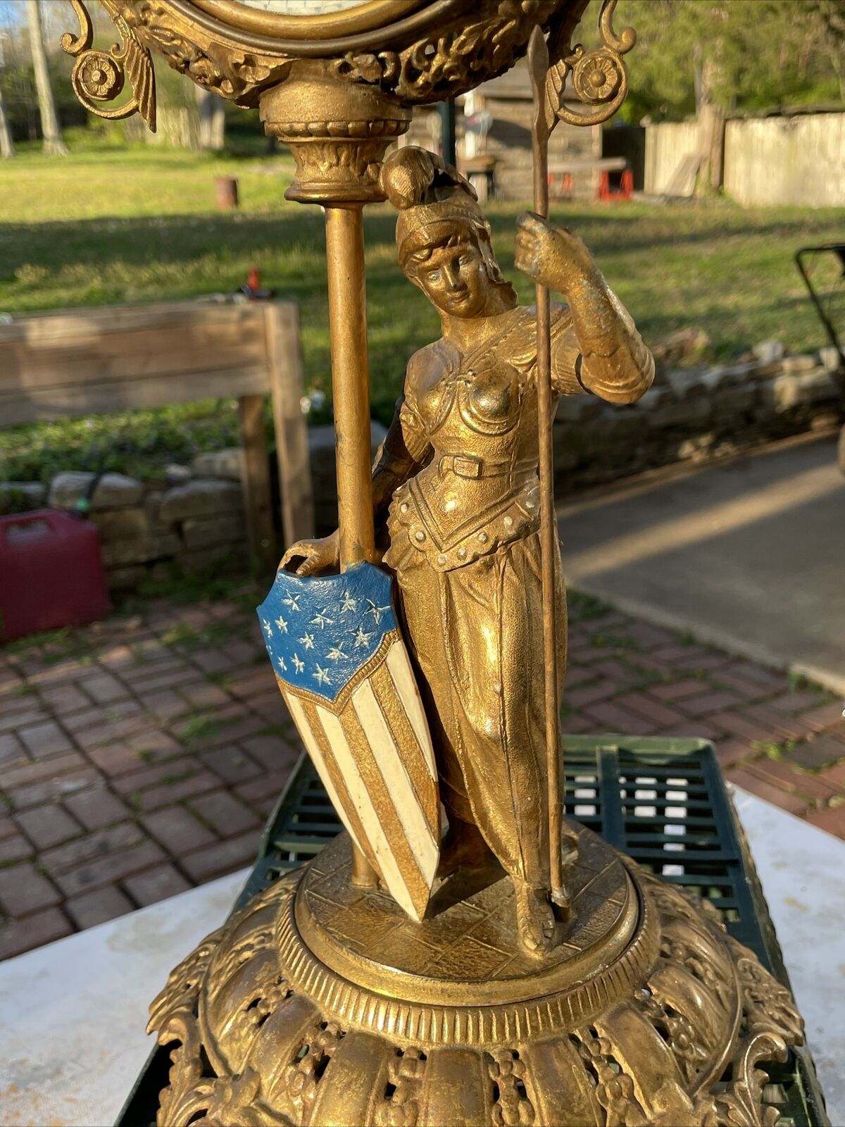 Antique Seth Thomas Clock Americana Lady Liberty Unusual
