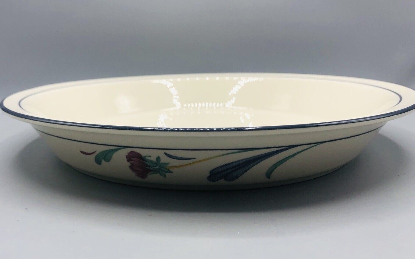 Vtg Lenox Poppies on Blue 10-1/4” Pie Dish Chinastone Made in USA