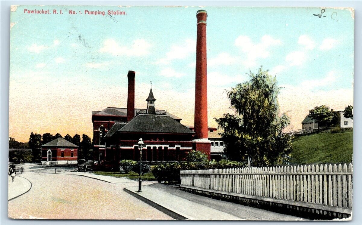 Postcard Pumping Station No. 1, Pawtucket RI (fair condition) 1910 J140