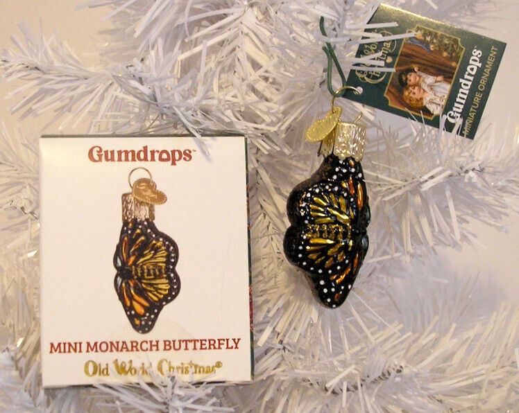 2022 OLD WORLD CHRISTMAS - MINI MONARCH BUTTERFLY - BLOWN GLASS ORNAMENT - NEW