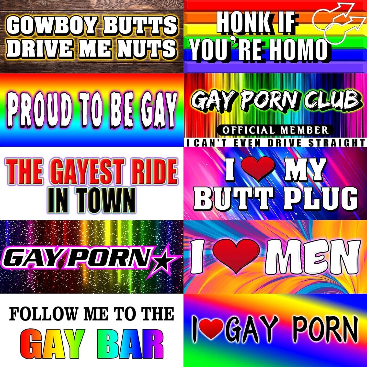 Gay Pride Funny Magnet Bumper Sticker Rainbow Pride Prank Magnetic Sign for Veh