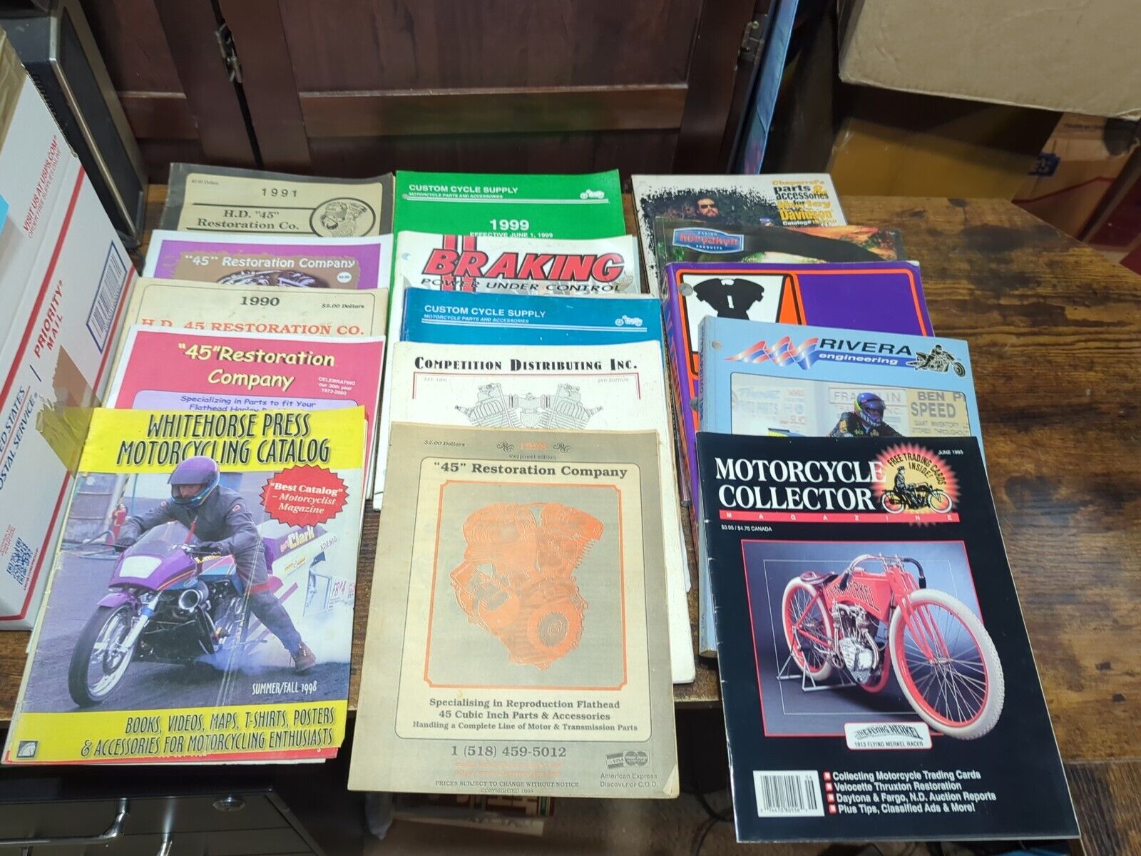 Lot Of 15 Vintage Motorcycle Catalogs 45 Restoration Harley (Q)