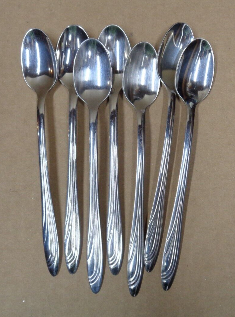 Lot/6 pcs HC CO. Stainless Steel USA ~ ICE TEA SPOONS ~ 7-5/16\