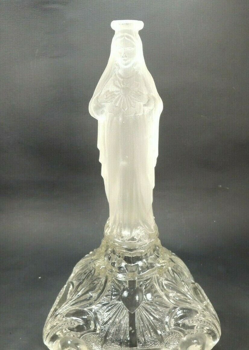 c.1900s.Sacred Heart of Mary frosted glass religious catholic statue figure