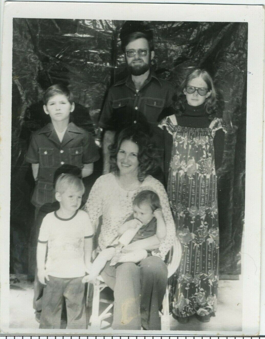 Vintage 1978 Black and White Family Portrait