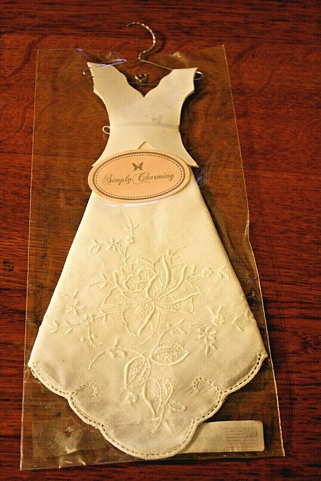 Simply Charming Bride Fabric Dress with Embroidered Flowers for Scrapbook 