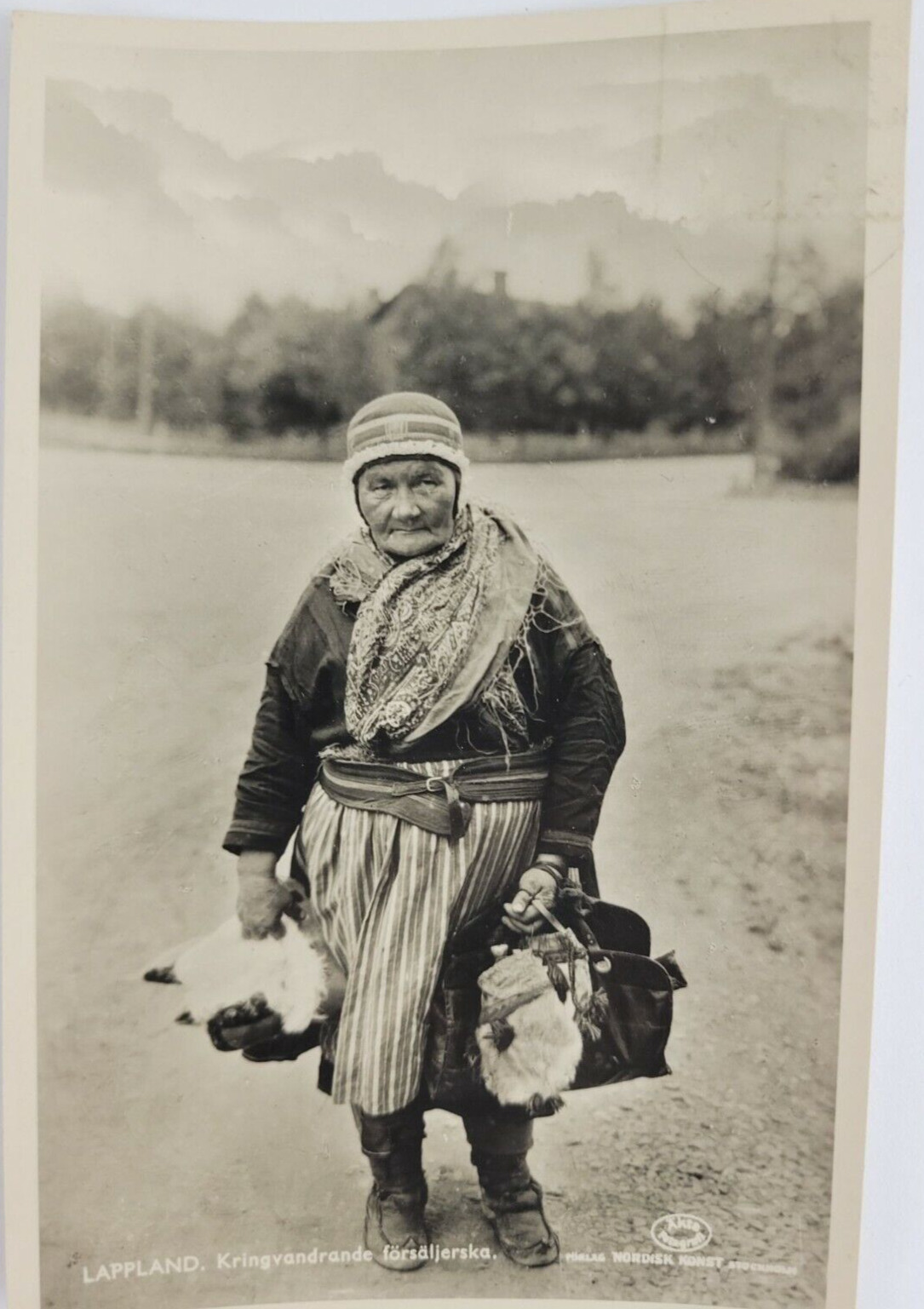 Lappland Women Native Ethnic Clothes Nomadic Sweden Postcard RPPC posted 1950