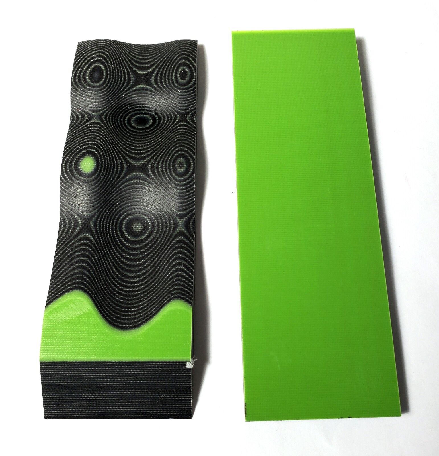  G10 3/16 187 6x2 ACID GREEN / BLACK LAYERED KNIFE HANDLE SCALES 2 pcs. 