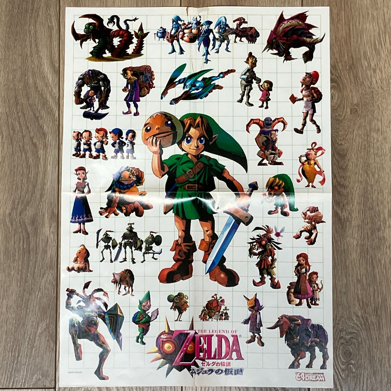 Nintendo The 64Dream Magazine Zelda Majora\'s Mask Character Art B3 Poster Japan