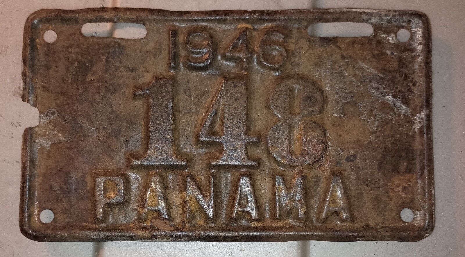 1946 Panama License Plate #148 Extremely Rare Find
