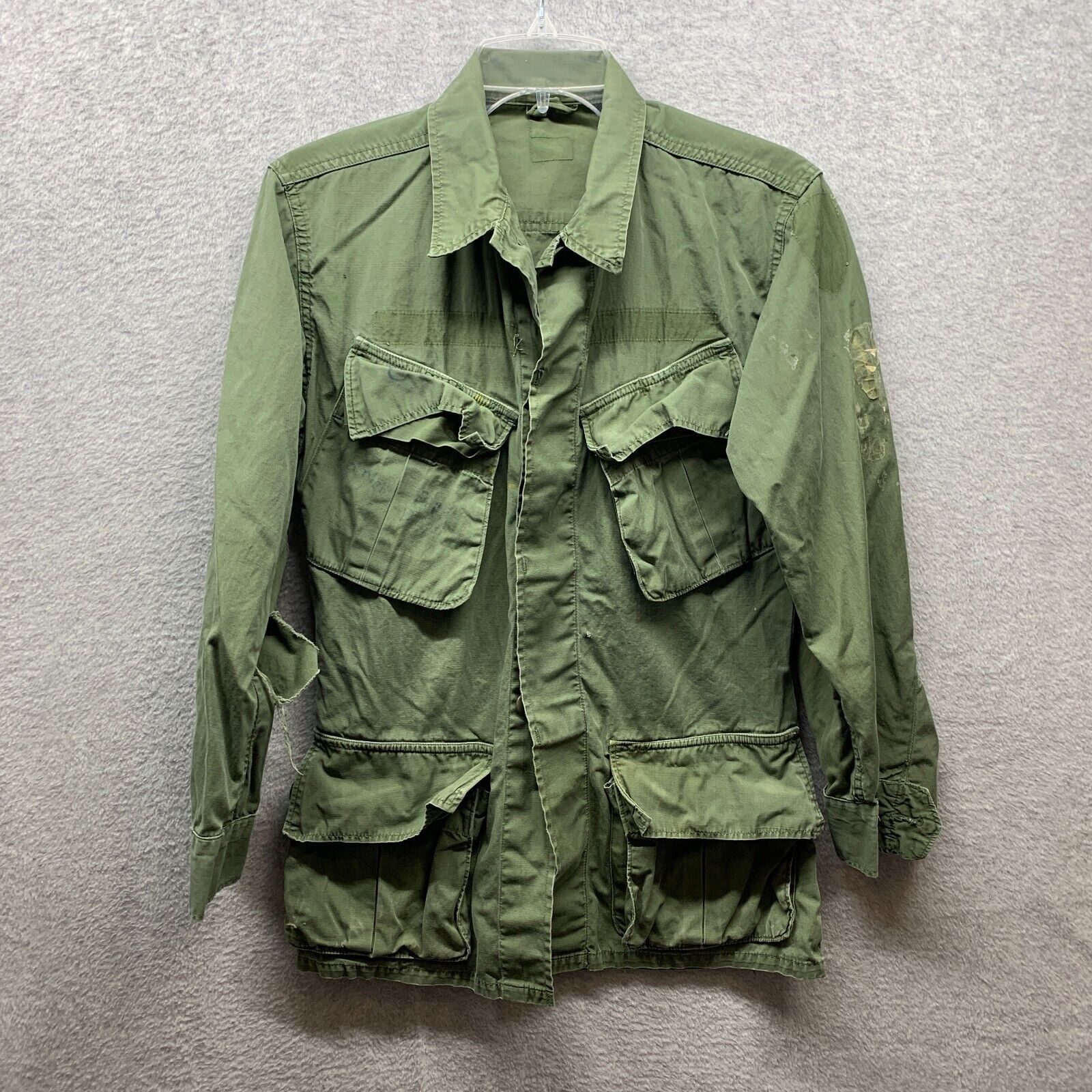 Vintage US Military Coat Mens 14.5 31 Green Jacket Canvas Vietnam War Utility 1