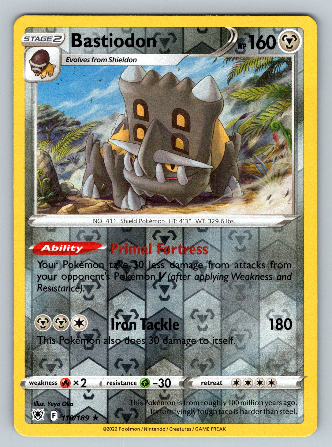 Bastiodon 110/189 Rare Pokemon Card TCG Reverse Holo
