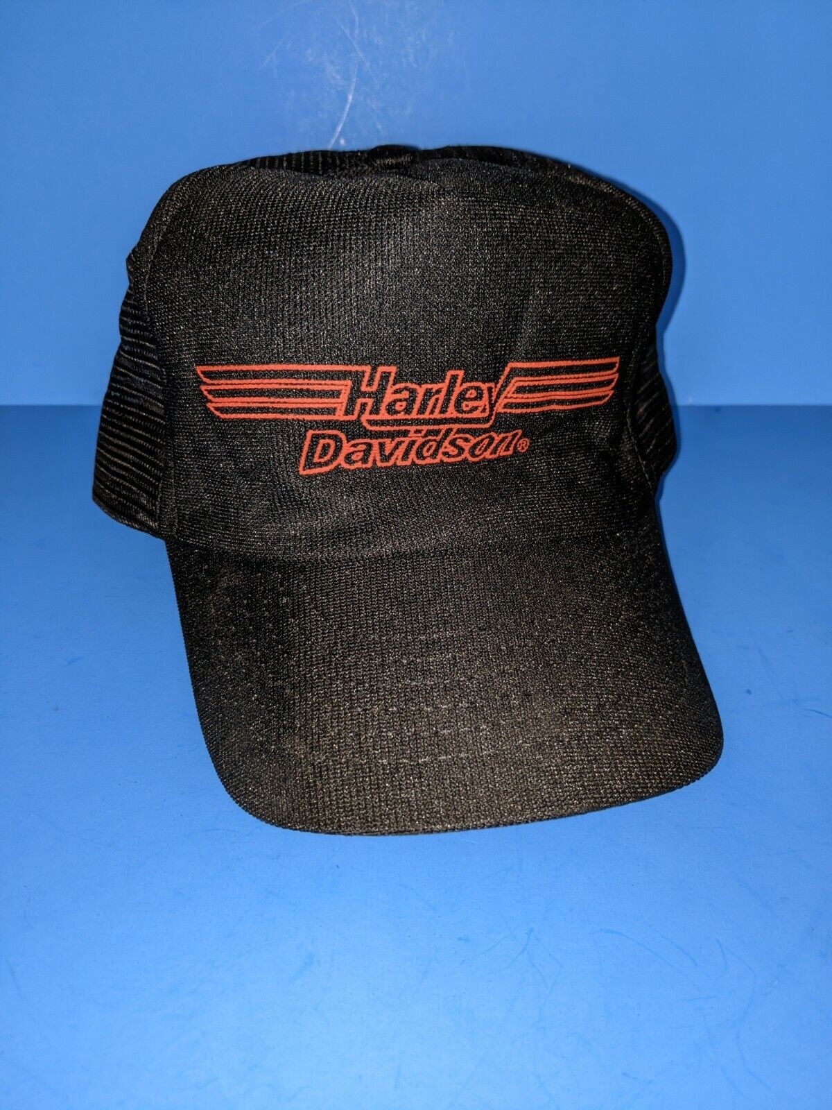 Rare Vintage Harley Davidson Mesh Snapback Hat Cap Trucker Biker Black (H2)